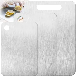 100% Pure Cut Titanium Cutting Board Set of 3, Double-Sided Purecut Titanium Cutting Boards for Kitchen Dishwasher Safe, Charcuterie Chopping Board for Meat, Cheese & Outdoor BBQ Party (S M L)