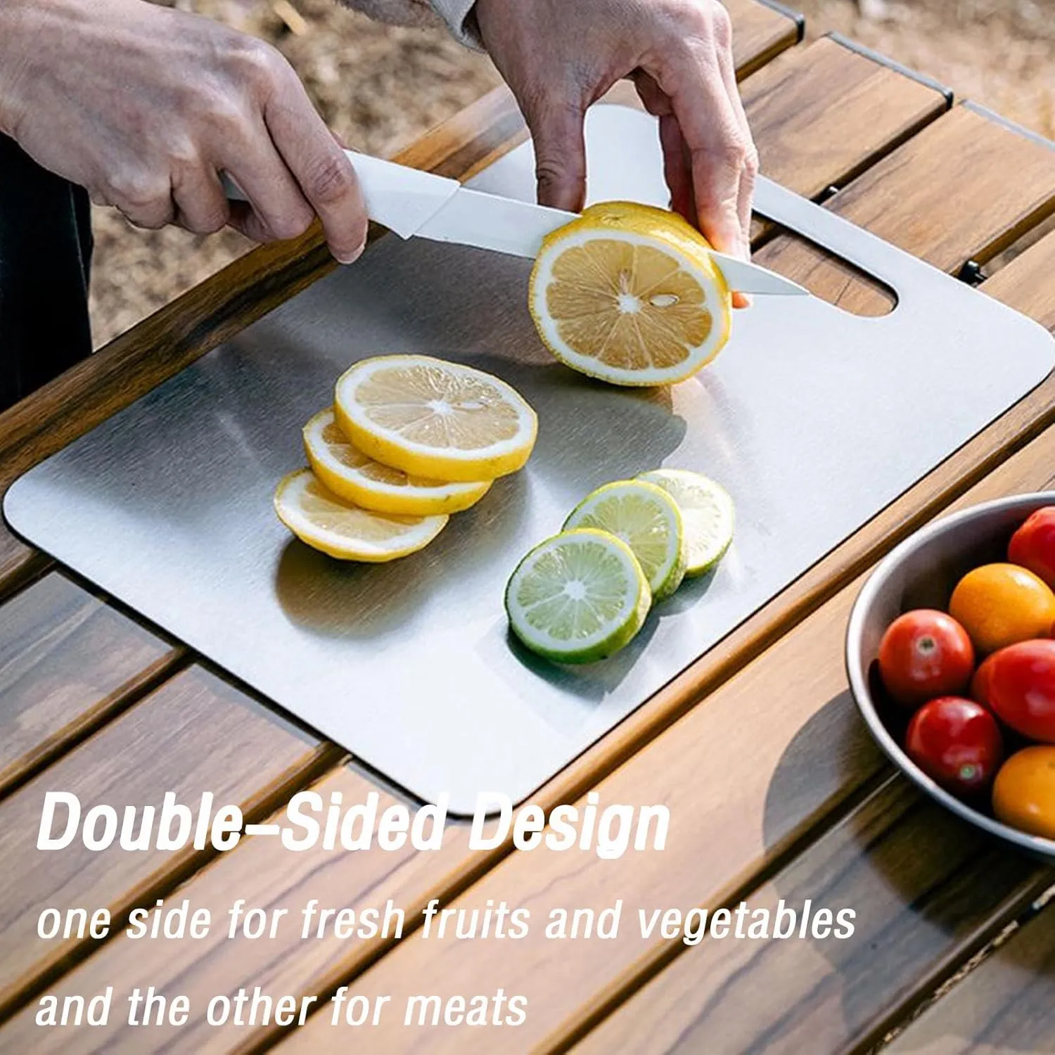 100% Pure Cut Titanium Cutting Board Set of 3, Double-Sided Purecut Titanium Cutting Boards for Kitchen Dishwasher Safe, Charcuterie Chopping Board for Meat, Cheese & Outdoor BBQ Party (S M L)