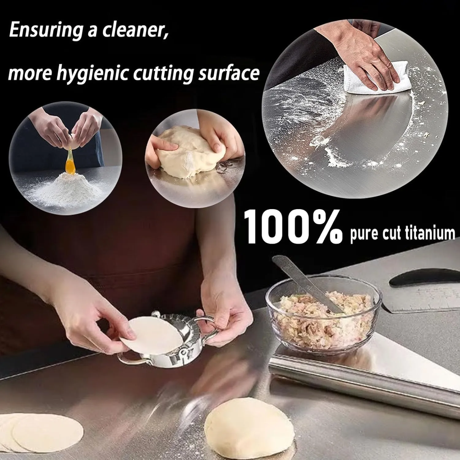 100% Pure Cut Titanium Cutting Board Set of 3, Double-Sided Purecut Titanium Cutting Boards for Kitchen Dishwasher Safe, Charcuterie Chopping Board for Meat, Cheese & Outdoor BBQ Party (S M L)