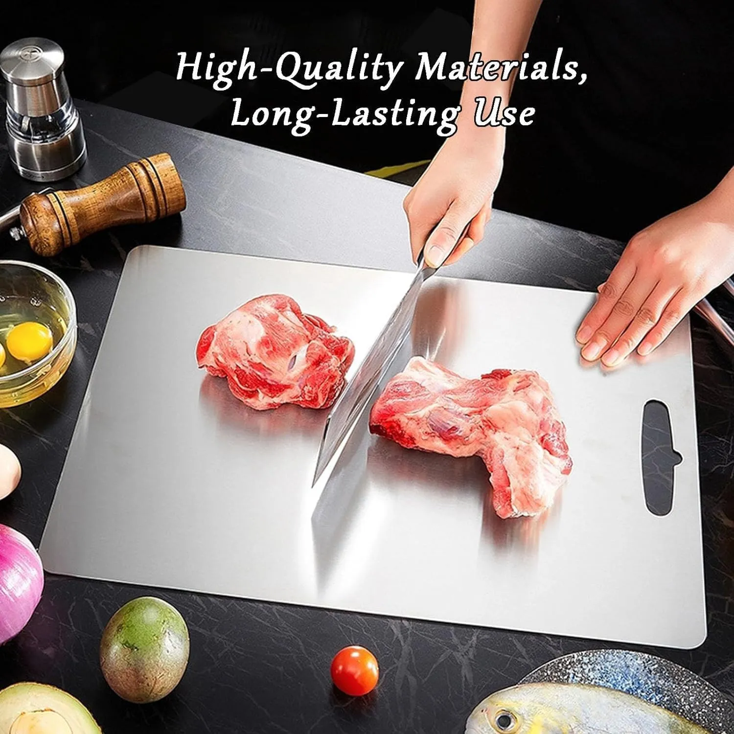 100% Pure Titanium Cutting Board for Kitchen, Double Sided Medical-grade Titanium Cutting Mat are Used for Meat, Fruits and Vegetables (L: 13.35 * 9in)