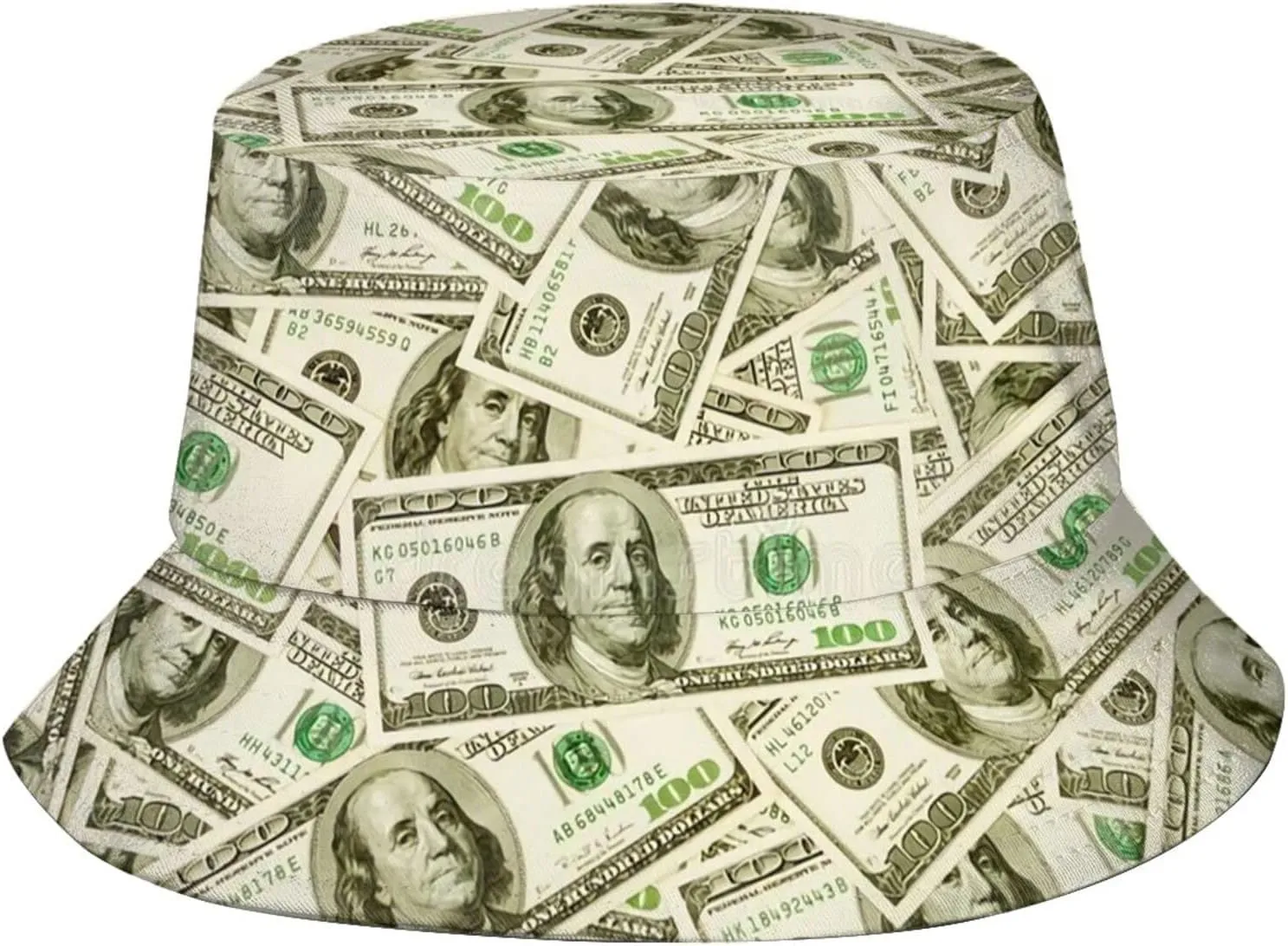 100 US Dollar Bucket Hat Funny Sun Hat Fisherman's Cap for Men Women Teenages
