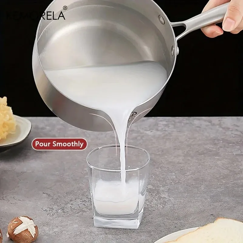 1.5L Stainless Steel Nonstick Soup Pot Saucepan with Lid Small Cooking Pot MIlk Pan With Anti-scald Cool Handle