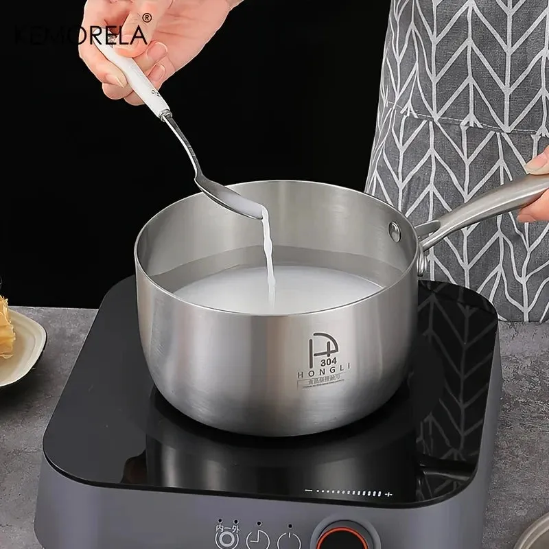 1.5L Stainless Steel Nonstick Soup Pot Saucepan with Lid Small Cooking Pot MIlk Pan With Anti-scald Cool Handle