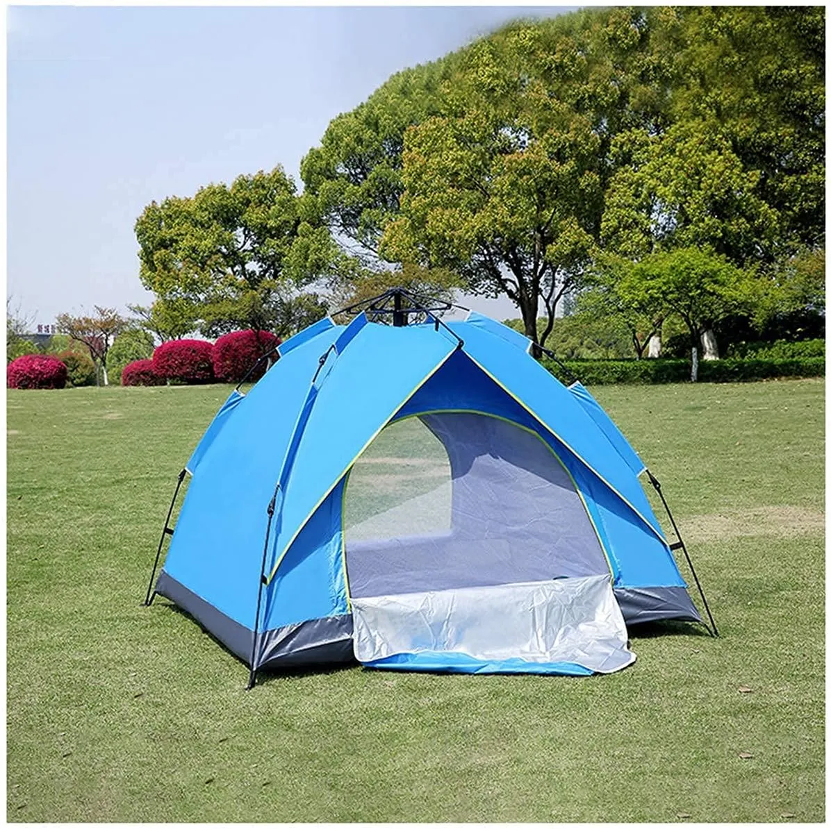 2-4 Person Camping Tent,with Moisture-Proof pad and Hammock Waterproof & Windproof Tent for Outdoor,Hiking,Glamping,Mountaineering and Travel (Dark Green Width 2m) (Dark Green Width 1.5m)