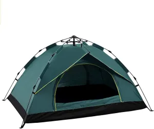2-4 Person Camping Tent,with Moisture-Proof pad and Hammock Waterproof & Windproof Tent for Outdoor,Hiking,Glamping,Mountaineering and Travel (Dark Green Width 2m) (Dark Green Width 1.5m)