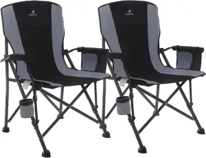 2 Pack Camping Chairs for Adults, High Back Foling Chairs with Side Pocket & Cup Holder, Support 300 LBS Lawn Chair for Camping, Tailgate Party, Sports Event
