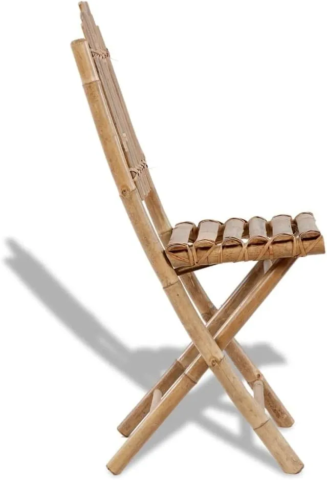 2-Pack Folding Bamboo Chairs Outdoor Patio Furniture, 19.7x16.5x36.2 Inch Weather-Resistant Dining Chairs for Garden, Poolside, Camping, Beach & Backyard