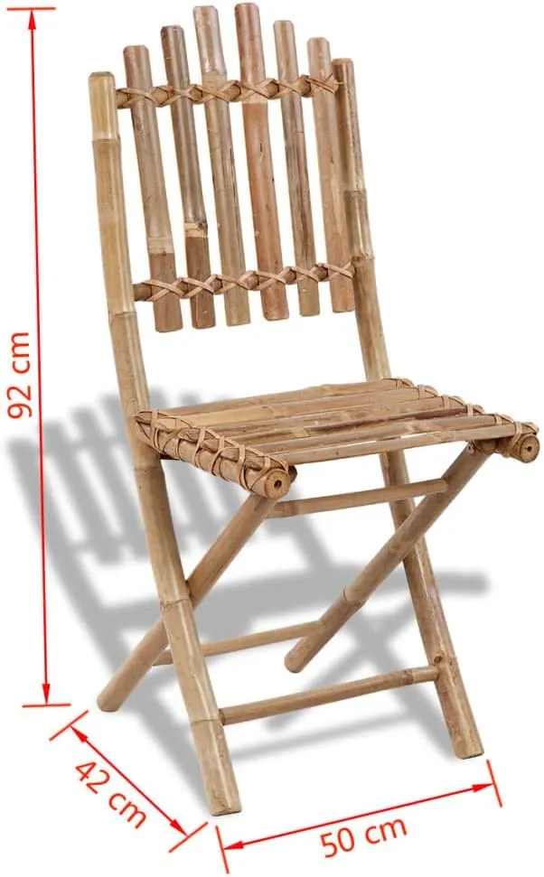 2-Pack Folding Bamboo Chairs Outdoor Patio Furniture, 19.7x16.5x36.2 Inch Weather-Resistant Dining Chairs for Garden, Poolside, Camping, Beach & Backyard