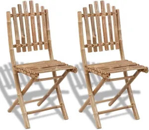 2-Pack Folding Bamboo Chairs Outdoor Patio Furniture, 19.7x16.5x36.2 Inch Weather-Resistant Dining Chairs for Garden, Poolside, Camping, Beach & Backyard