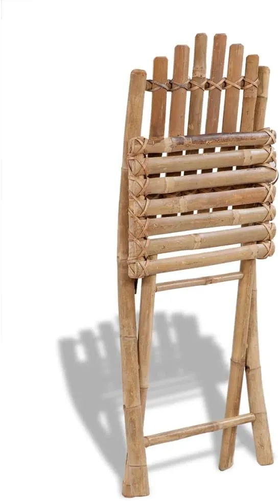 2-Pack Folding Bamboo Chairs Outdoor Patio Furniture, 19.7x16.5x36.2 Inch Weather-Resistant Dining Chairs for Garden, Poolside, Camping, Beach & Backyard