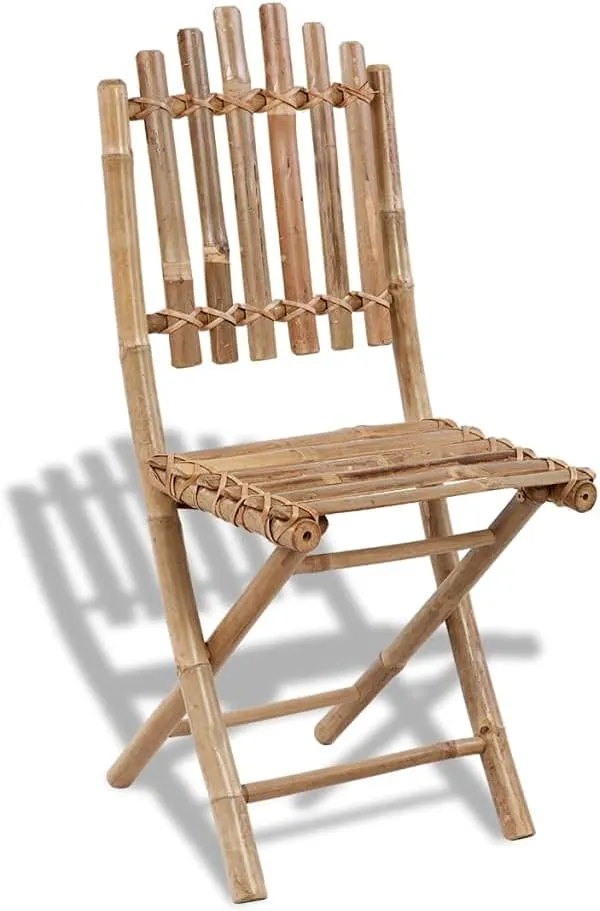 2-Pack Folding Bamboo Chairs Outdoor Patio Furniture, 19.7x16.5x36.2 Inch Weather-Resistant Dining Chairs for Garden, Poolside, Camping, Beach & Backyard