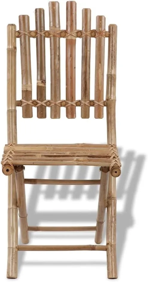 2-Pack Folding Bamboo Chairs Outdoor Patio Furniture, 19.7x16.5x36.2 Inch Weather-Resistant Dining Chairs for Garden, Poolside, Camping, Beach & Backyard