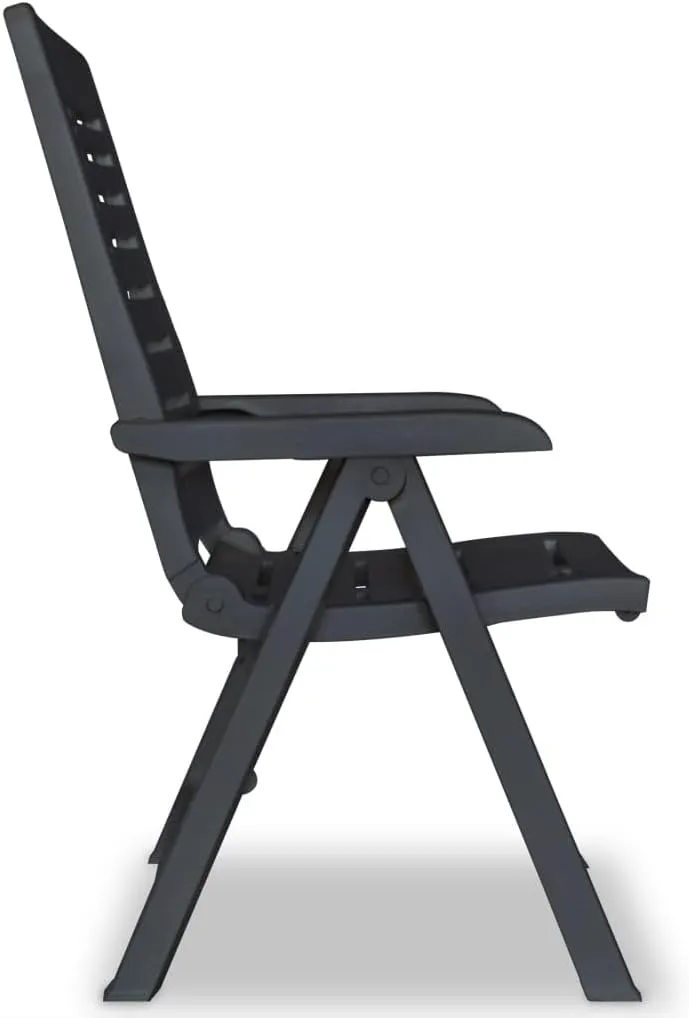 2-Pack Reclining Patio Chairs with 4 Adjustable Positions, Foldable Outdoor Lounge Chairs Anthracite Plastic for Poolside Camping Beach Backyard