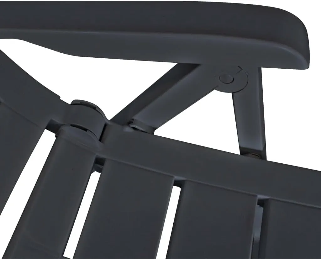 2-Pack Reclining Patio Chairs with 4 Adjustable Positions, Foldable Outdoor Lounge Chairs Anthracite Plastic for Poolside Camping Beach Backyard