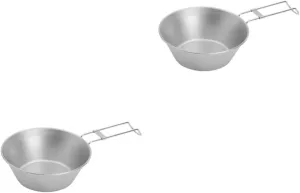 2 pcs Outdoor Portable Foldable Bowl Stainless Steel Camping Cup for Travel Hiking Fishing and Picnics Lightweight and Durable Design for Easy Carrying