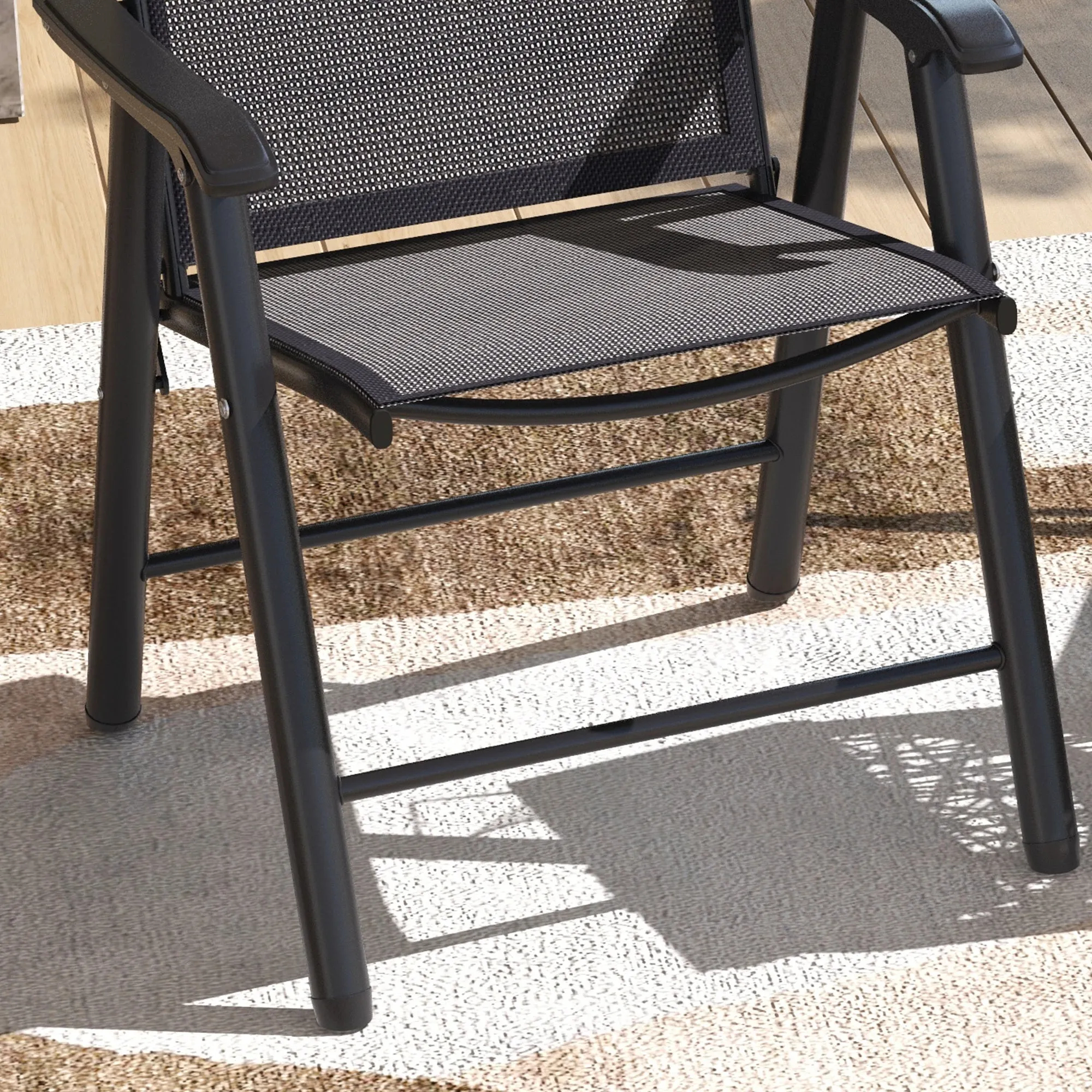 2-Piece Folding Dining Chair Set for Relaxing on Patio, Balcony, or Garden, Comfortable Outdoor Furniture with Armrests, Dark Grey