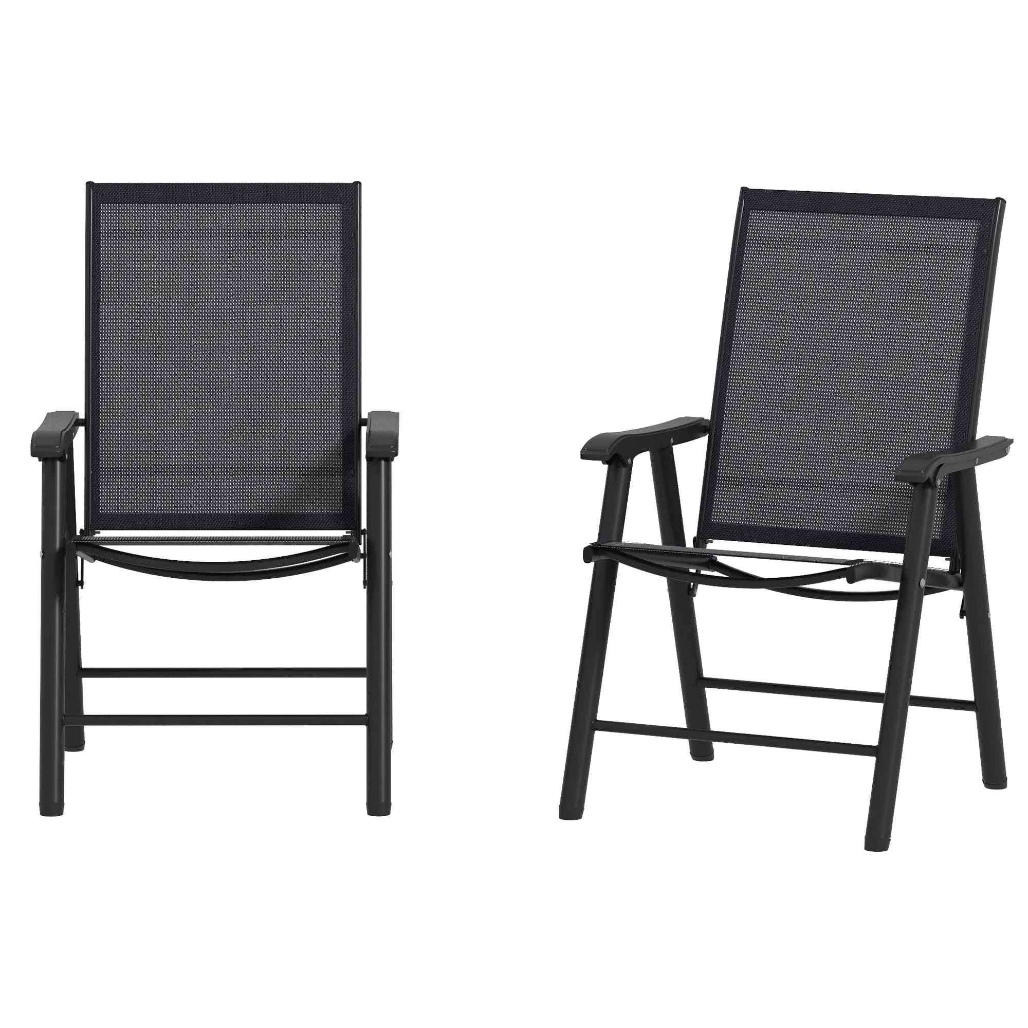 2-Piece Folding Dining Chair Set for Relaxing on Patio, Balcony, or Garden, Comfortable Outdoor Furniture with Armrests, Dark Grey