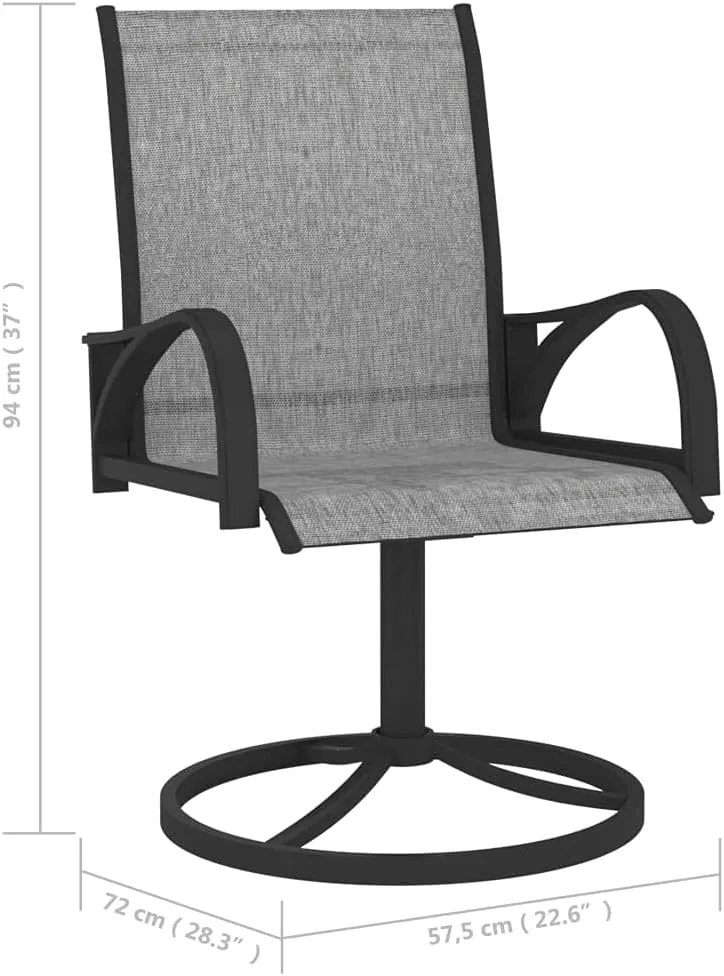 2-Piece Patio Swivel Chairs with Textilene Fabric and Steel Frame, 360-Degree Rotation Outdoor Lounge Chairs for Backyard, Poolside, Deck and Sunroom Furniture (Gray)