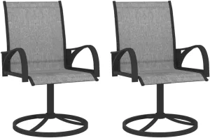 2-Piece Patio Swivel Chairs with Textilene Fabric and Steel Frame, 360-Degree Rotation Outdoor Lounge Chairs for Backyard, Poolside, Deck and Sunroom Furniture (Gray)