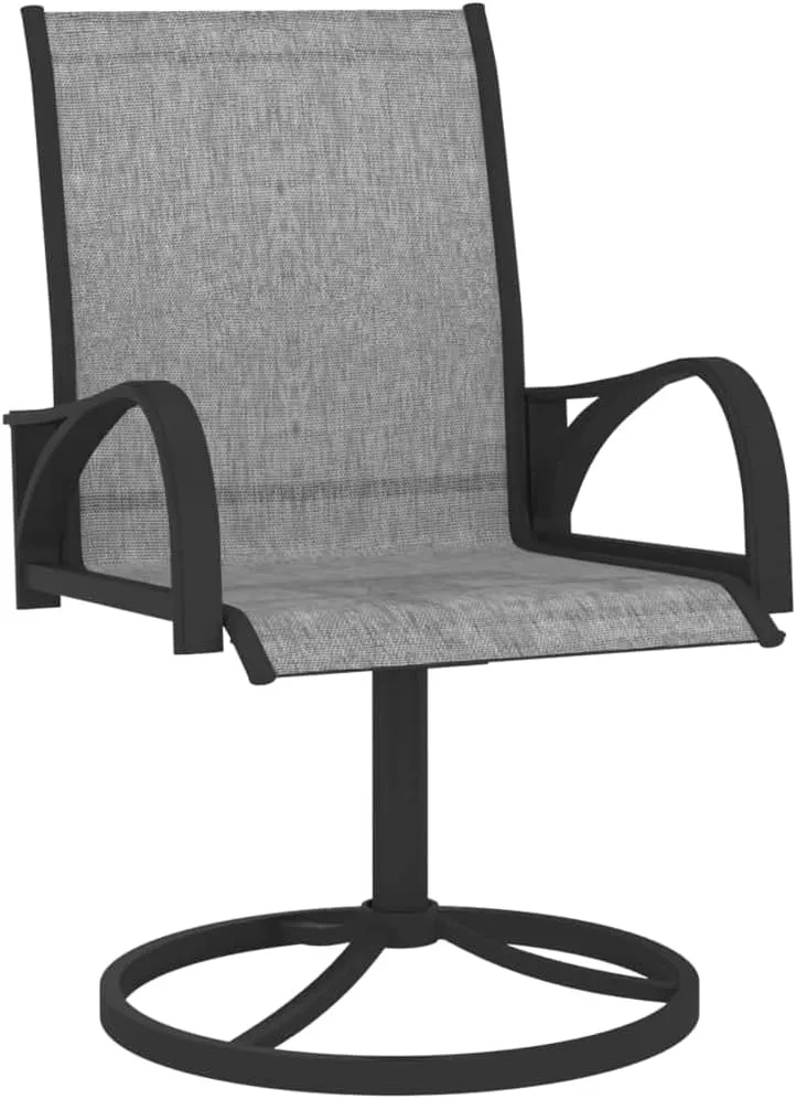 2-Piece Patio Swivel Chairs with Textilene Fabric and Steel Frame, 360-Degree Rotation Outdoor Lounge Chairs for Backyard, Poolside, Deck and Sunroom Furniture (Gray)