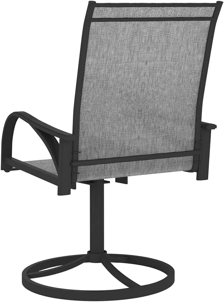 2-Piece Patio Swivel Chairs with Textilene Fabric and Steel Frame, 360-Degree Rotation Outdoor Lounge Chairs for Backyard, Poolside, Deck and Sunroom Furniture (Gray)
