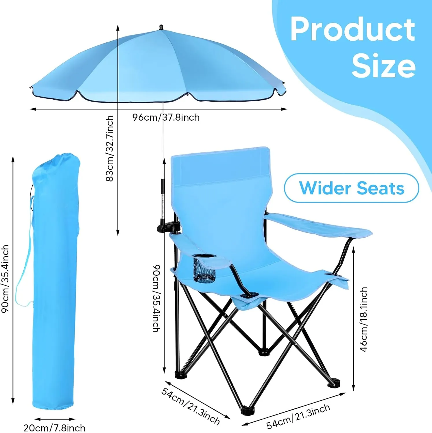 2 Sets Beach Chair with Umbrella and Beach Blanket (79 x 83 inch), Folding Camping Chair for Adult Adjustable Shade Umbrella with Carry Bag for Lawn Beach Camping Travel Outdoor Pool