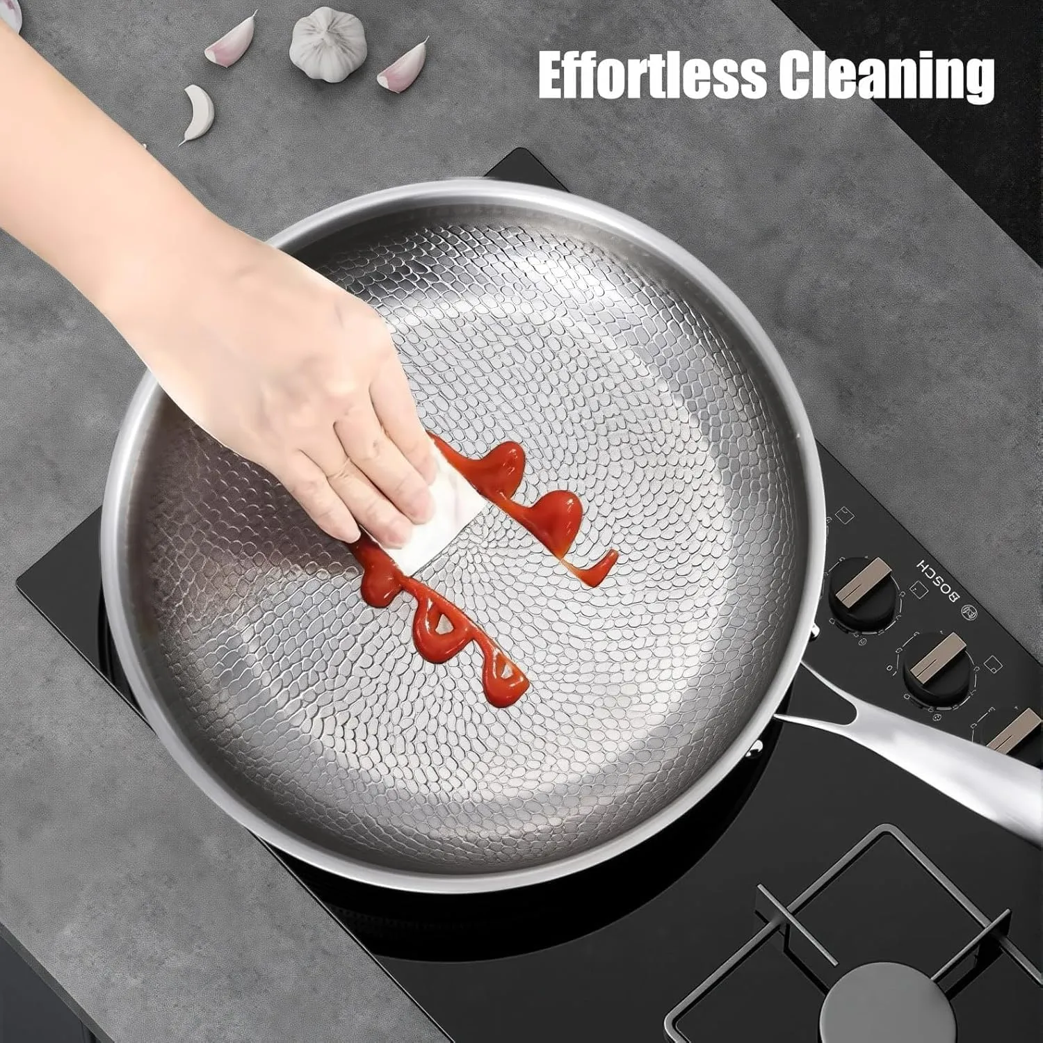 2025 new Titanium Hammered Pan Pro with Lid, titanium pans for cooking -Durable Scratch-Resistant Non Stick Titanium Nutri Pan for Cooking (10.23in)