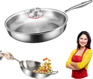 2025 new Titanium Hammered Pan Pro with Lid, titanium pans for cooking -Durable Scratch-Resistant Non Stick Titanium Nutri Pan for Cooking (10.23in)