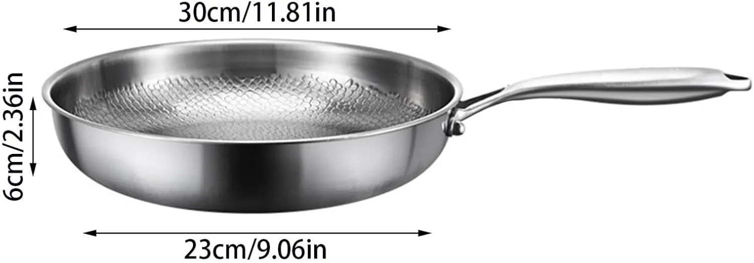 2025 Titanium Hammered Pan Pro with Lid | 100% Pure Titanium | Ultra-Durable Scratch-Resistant Non Stick | Fast Even Heating 3-Layer | Family-Sized Healthy Cooking Pan (XL: 11.81in)