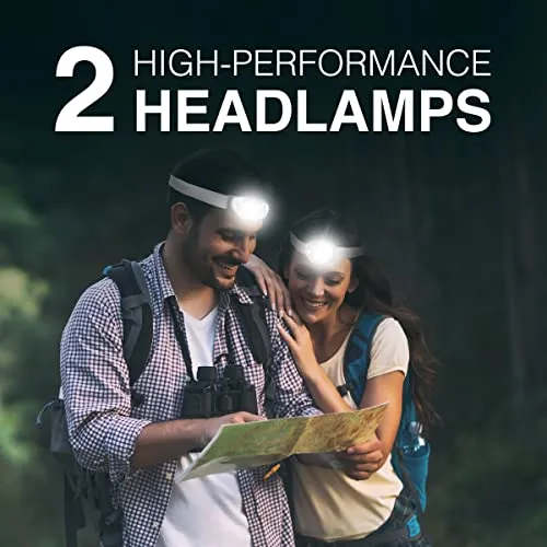 2pcs LED Headlamp PRO,IPX4 Water Resistant Headlamps,High-Performance Head Light for Camping