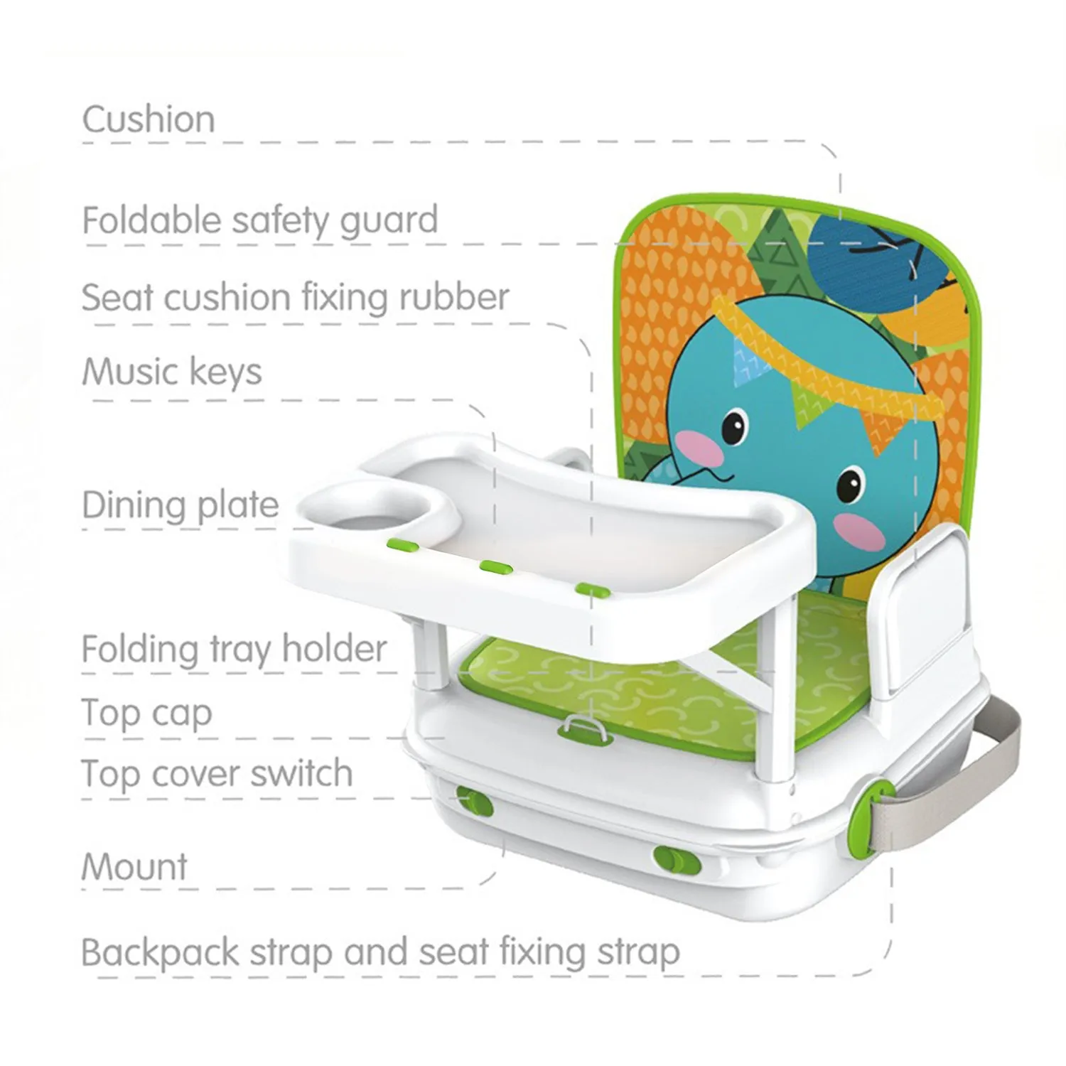 3-in-1 Baby Dining Booster Seat with Music