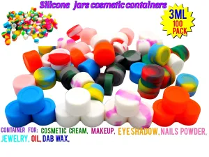3ML silicone non stick wax container Food Grade Silicone Oil Kitchen Container Small Wax Oil Containers silicone Container for Cosmetic Cream Pot Makeup Eye Shadow Nails Powder Jewelry (100, 3ML)
