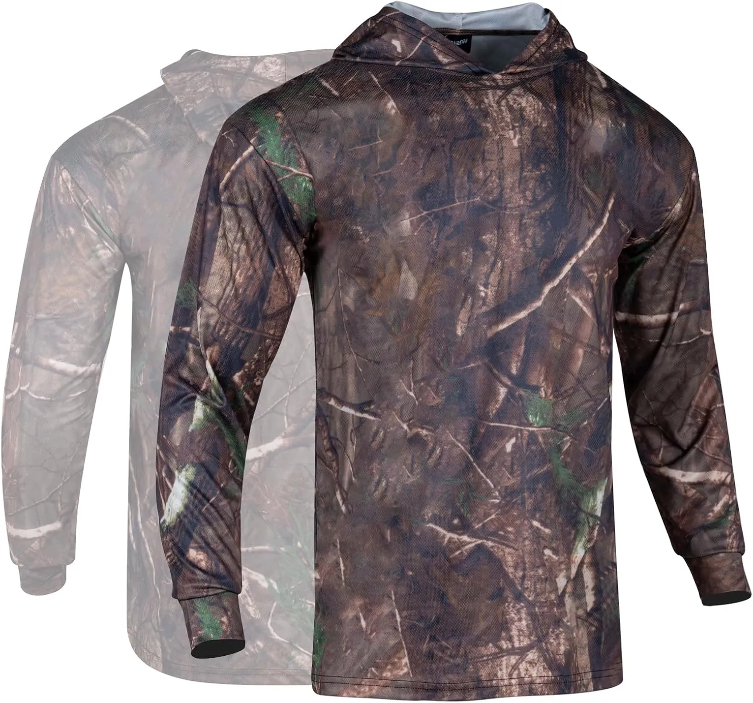 3pcs Men's Hunting Camo Shirts,Camouflage Long Sleeve Hooded Shirts for Men Lightweight Fishing Hiking Camping