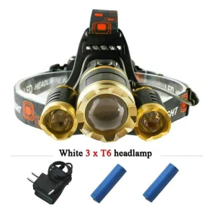 3T6 led headlamp headlights XML T6 linterna head lamp hunting head flashlight light 18650 Battery Portable Lighting headlamp