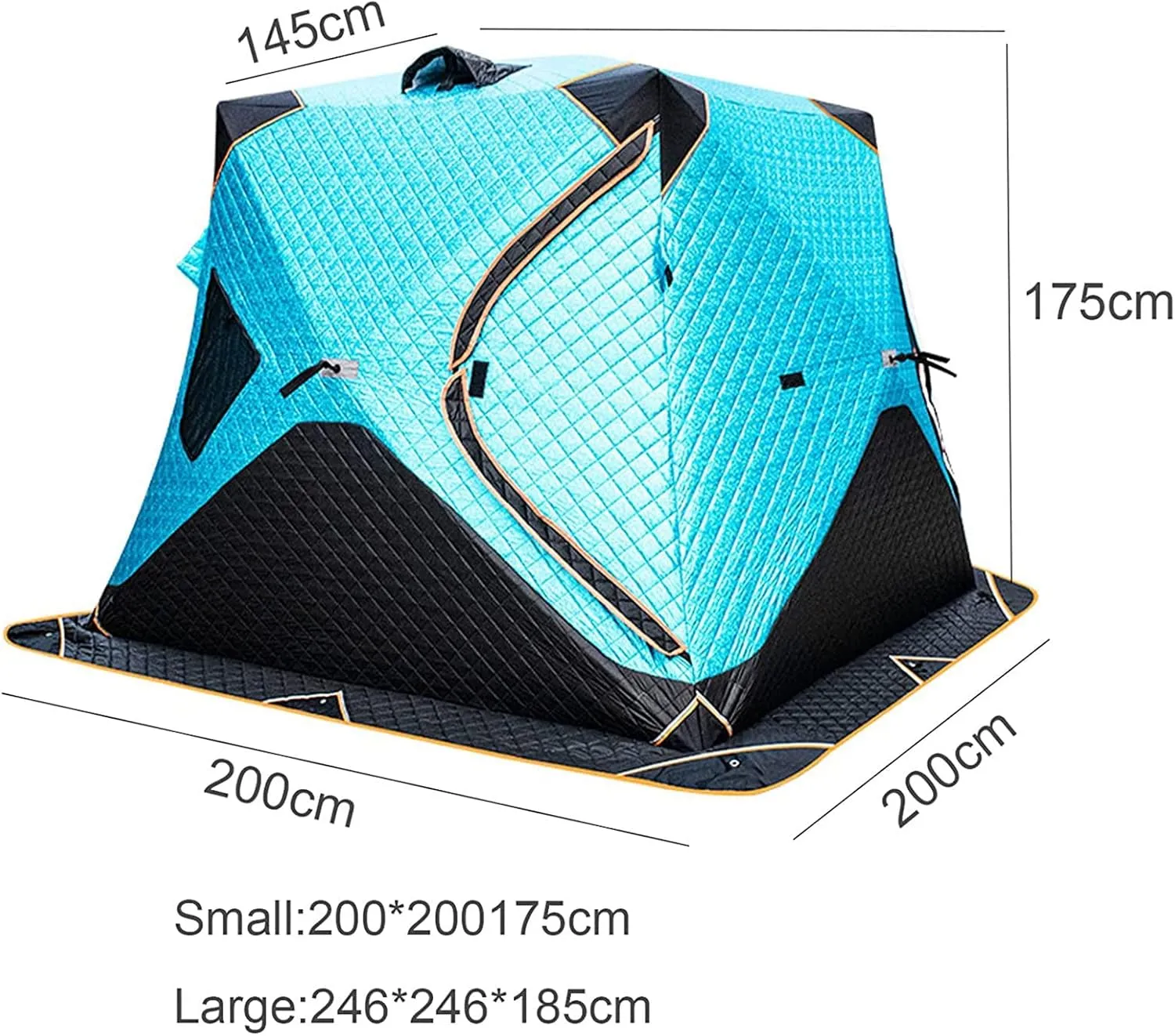 4 Layers Thick Winter Fishing Shelter Cotton Warm Outdoor Windproof and Waterproof Camping Automatic Ice Fishing Tent with Pegs