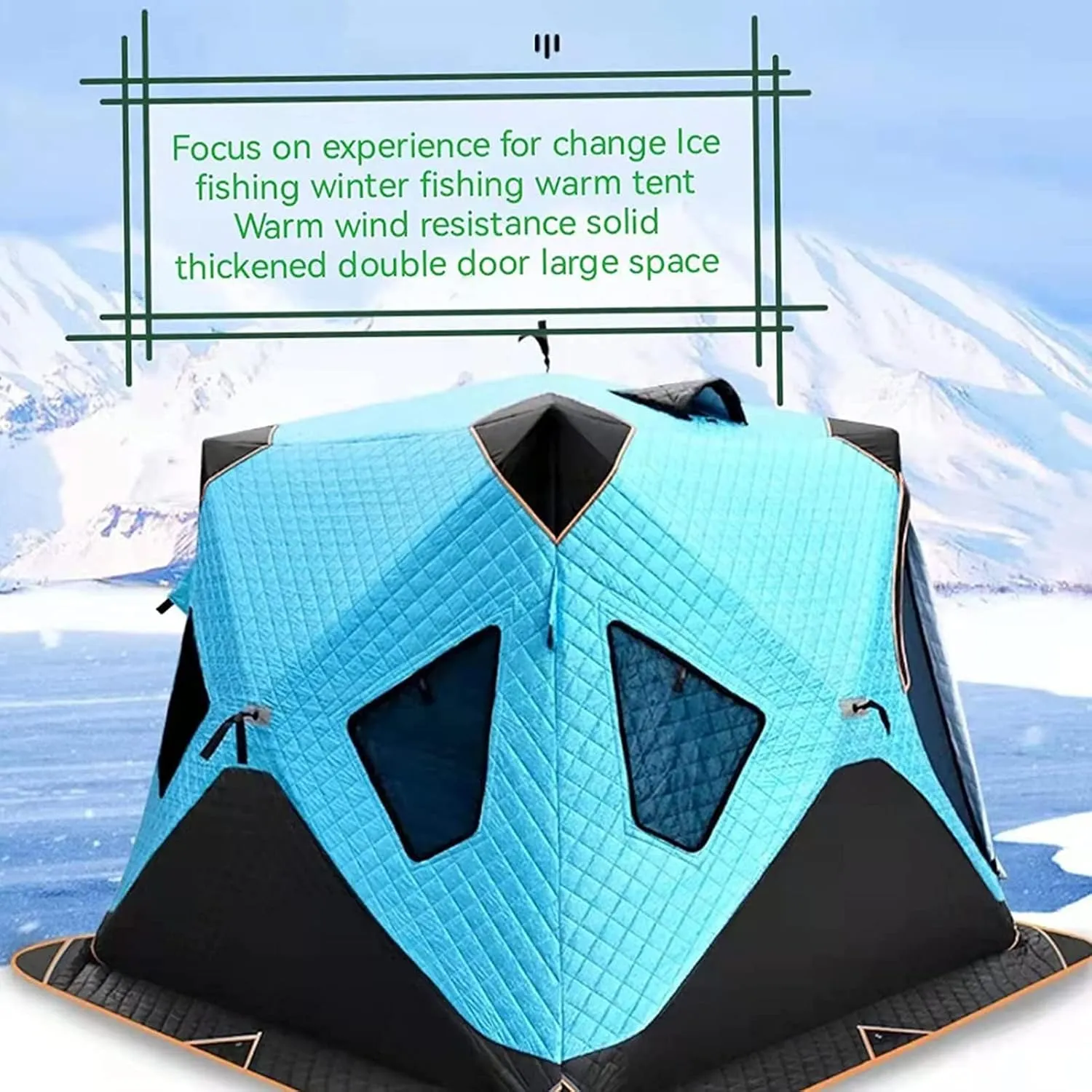 4 Layers Thick Winter Fishing Shelter Cotton Warm Outdoor Windproof and Waterproof Camping Automatic Ice Fishing Tent with Pegs