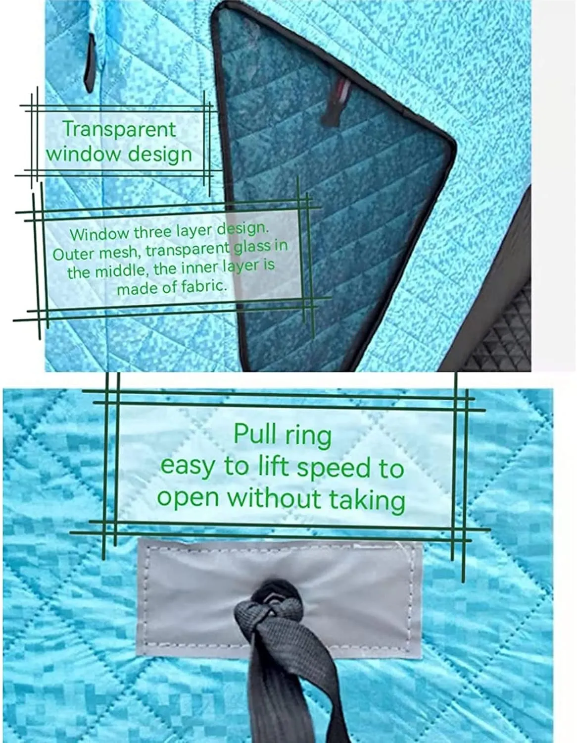 4 Layers Thick Winter Fishing Shelter Cotton Warm Outdoor Windproof and Waterproof Camping Automatic Ice Fishing Tent with Pegs