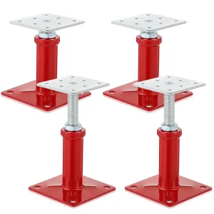 4 Pcs Adjustable Jack Post, 4.3"-7" Height Range, Basement Floor House Screw Jacks for Lifting Joist Beam Brace for Cellar Ceiling, Center Point Load Capacity 11023 Lbs, Red