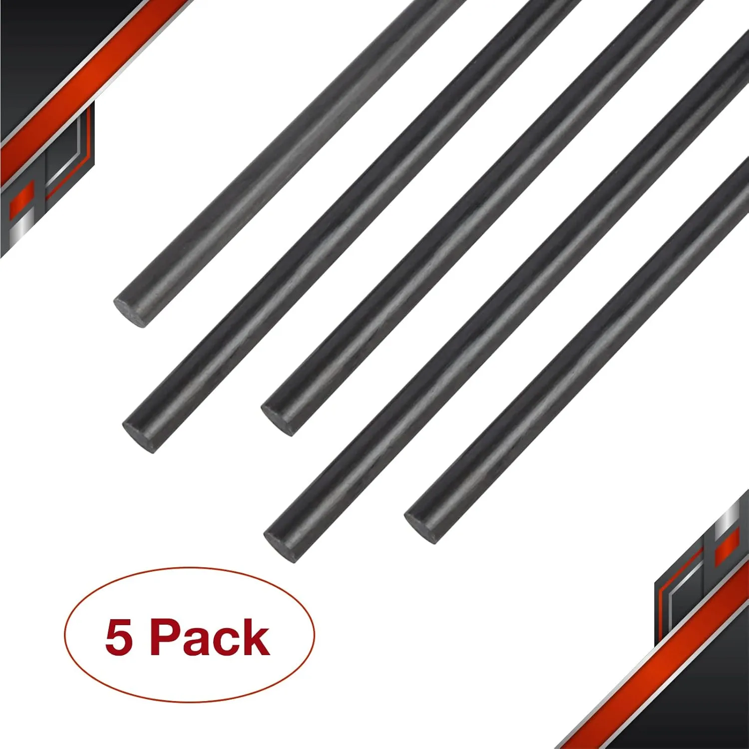 400MMX 1.0MM 1.5MM 2.0MM 2.5MM 3.0MM 4.0MM 5.0MM 5 PCS Carbon Fiber Rod for RC Airplane DIY Craft 5mm Matte Pole 400mm