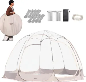 8-10 Person Instant Pop Up Bubble Tent, Outdoor Dome Tent, Weatherproof, TPU Transparent Sports Gazebo, Cold Protection Camping Tent for Sporting Events, Camping, Outdoor 11.8x11.8x7.2Ft