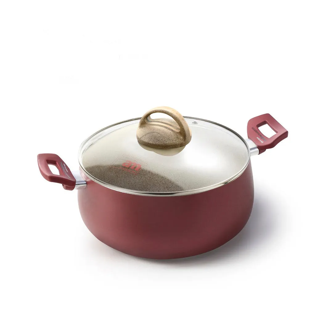 Accademia Mugnano Granito Rosa Pot with Glass Lid - 20cm