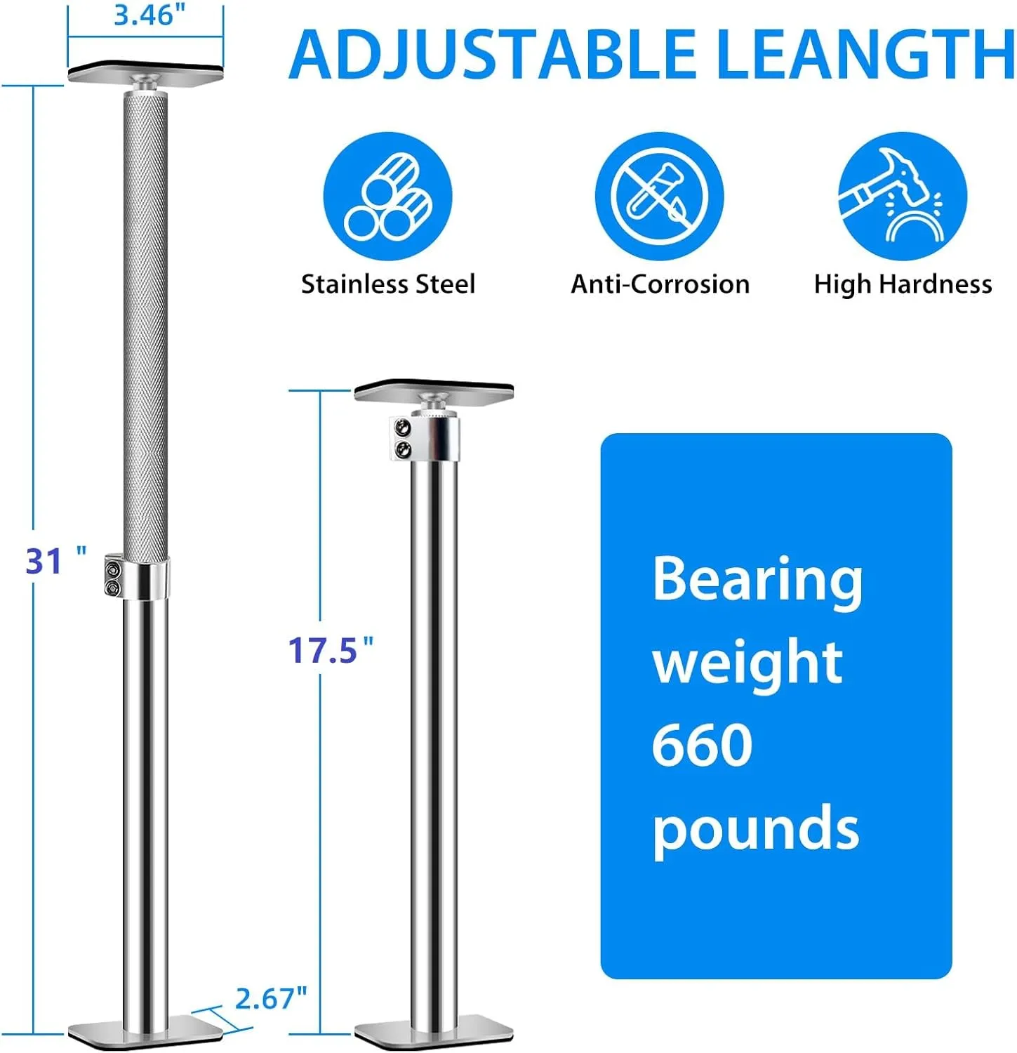 Adjustable Undermount Sink Brackets - Support Kit, Repair Kit, Adjustable Pole