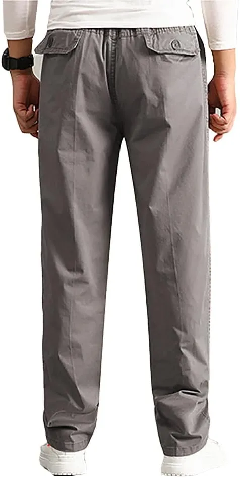 AIFARLD Mens Cargo Pants Elastic Waist Pants Sport Jogger Long Trousers for Hiking Fishing Running Workout