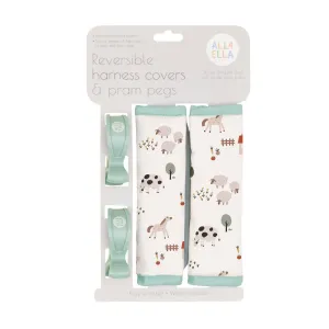 All4Ella - Reversible Harness Covers & Pram Pegs - Country Farm