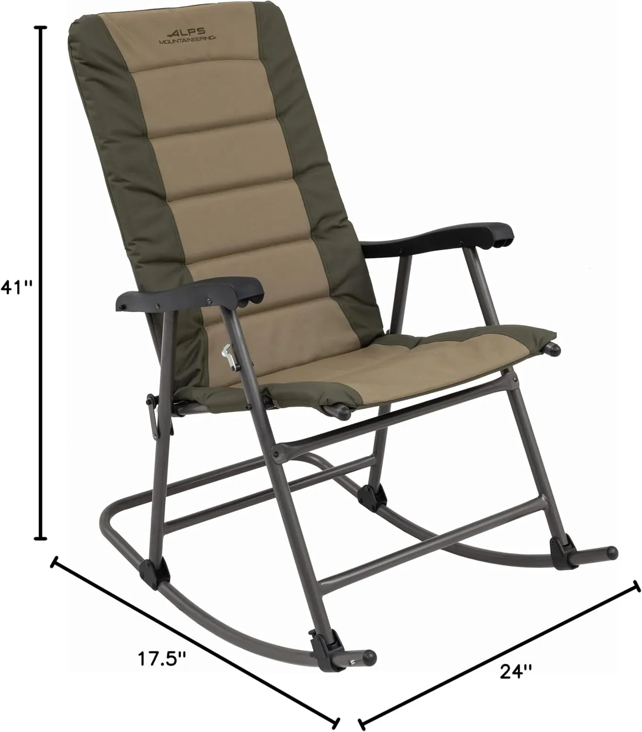 ALPS Mountaineering Outdoor Rocking Chair - Durable Folding Beach and Camp Chair with Comfortable Cushioned Polyester Fabric Over Locking Steel Frame