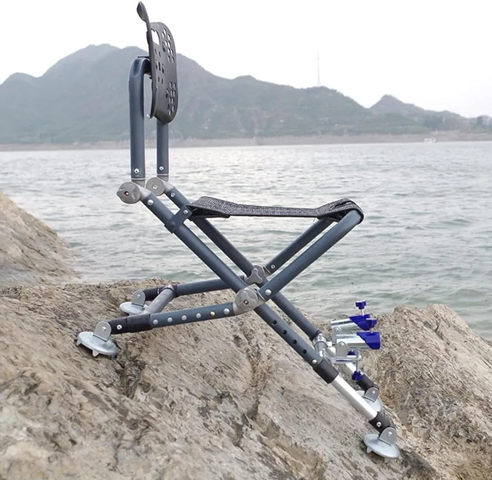 Aluminum Folding Fishing Chair Portable Lightweight Leisure Chair with Adjustable Backrest Legs, Heavy Duty Professional Outdoor Fishing Chair with Backpack, for Uneven Ground