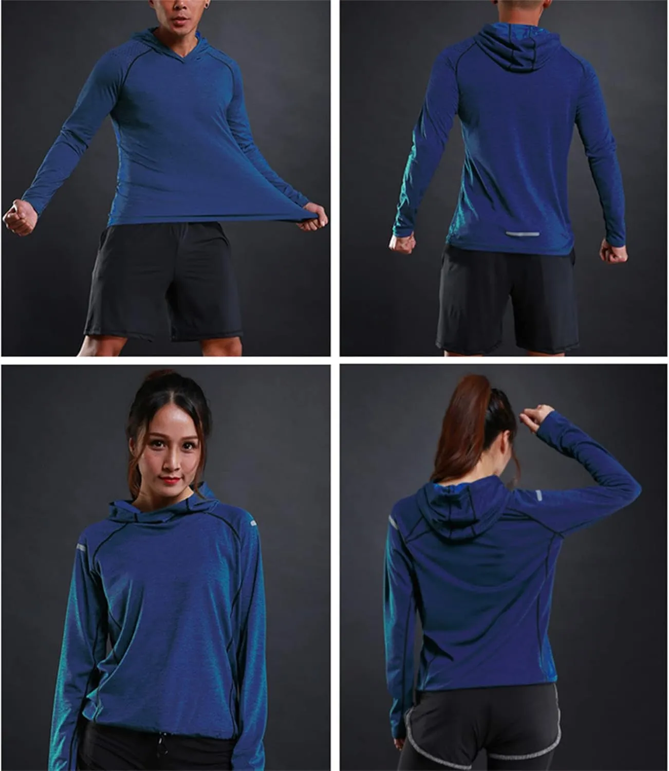 Andongnywell Men's Shirt with Hood Performance Long Sleeve Sun Protection Tshirt Lightweight Top Exercise Camping Clothes