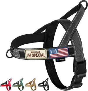 Annchwool No Pull Dog Harness with Soft Padded Handle,Reflective Strip Escape Proof and Quick Fit to Adjust Dog Harness,Easy for Training Walking for Small & Medium and Large Dogs(Black,XL)