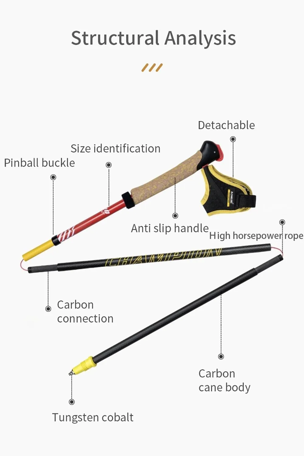 AONIJIE Carbon Fiber Trekking Poles Lightweight Collapsible Hiking Poles 2Pcs Quick Lock Hiking Sticks for Backpacking Gear, Mountaining, Walking
