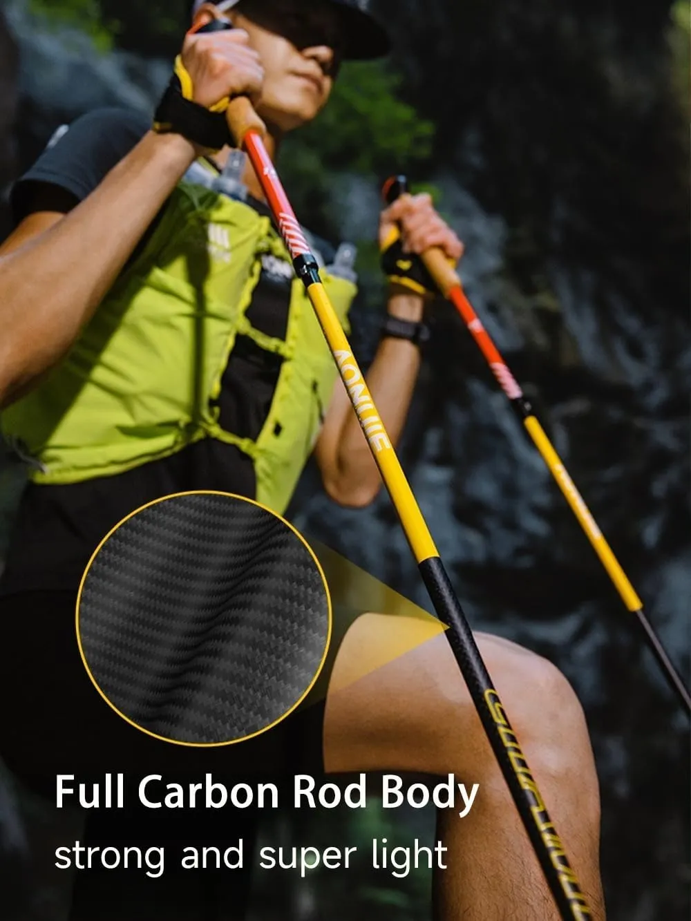 AONIJIE Carbon Fiber Trekking Poles Lightweight Collapsible Hiking Poles 2Pcs Quick Lock Hiking Sticks for Backpacking Gear, Mountaining, Walking
